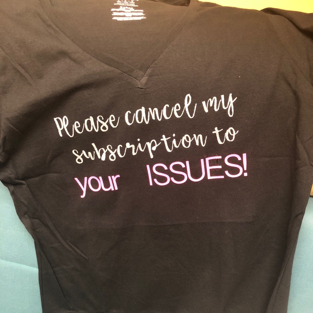 NWT- large black tee with glitter quote